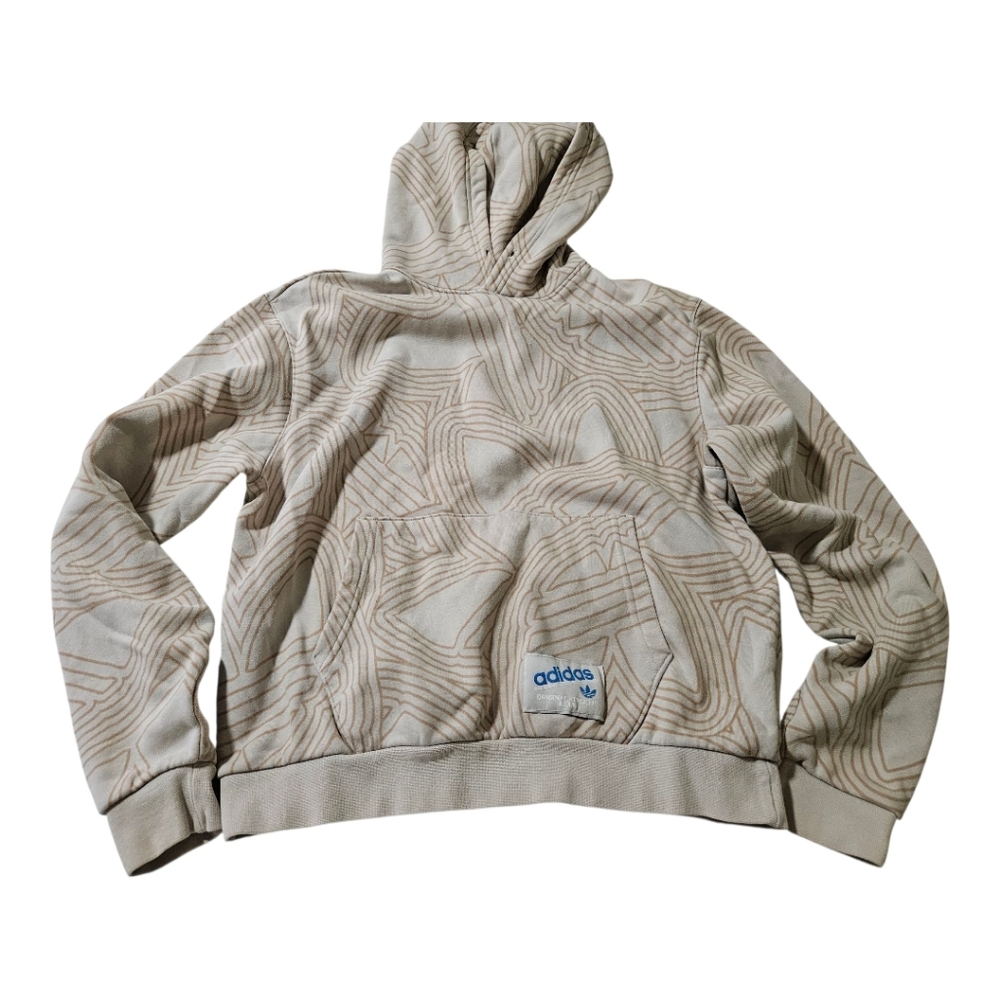 Adidas Originals Beige Patterned Hoodie Sweatshirt Size Medium